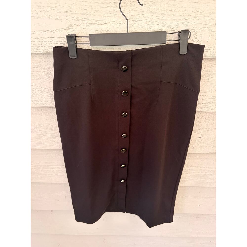 NYCC Black Button Front Pencil Skirt Size Small Career Office Chic - Picture 4 of 7